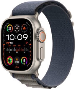 Apple Watch Ultra 2 [GPS + Cellular] Smartwatch con Caja de Titanio Resistente de 49 mm y Correa Loop Alpine Azul - Talla M. Monitor de entreno, GPS de Alta precisión, botón Acción, Neutro en Carbono