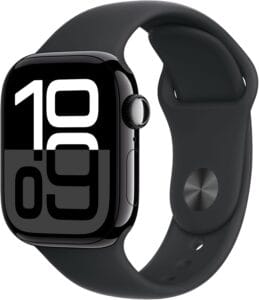 Apple Watch Series 10 GPS + Cellular Smartwatch con Caja de Aluminio Negro Brillante de 42 mm y Correa Deportiva