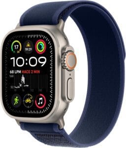 Apple Watch Ultra 2 GPS + Cellular Smartwatch, Reloj Deportivo con Caja de Titanio Natural Resistente de 49 mm y Correa Loop Trail Azul