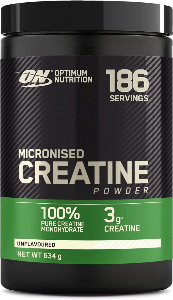 Bote de monohidrato de creatina de la marca On Optimum Nutrition