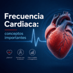 Ilustración de un corazón anatómico con una señal cardiaca para explicar conceptos importantes sobre la frecuencia cardiaca.